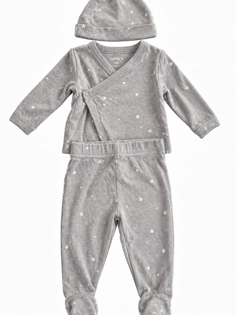 Carter's Newborn Star Print Take-Me-Home Set Gray Footed Outfit